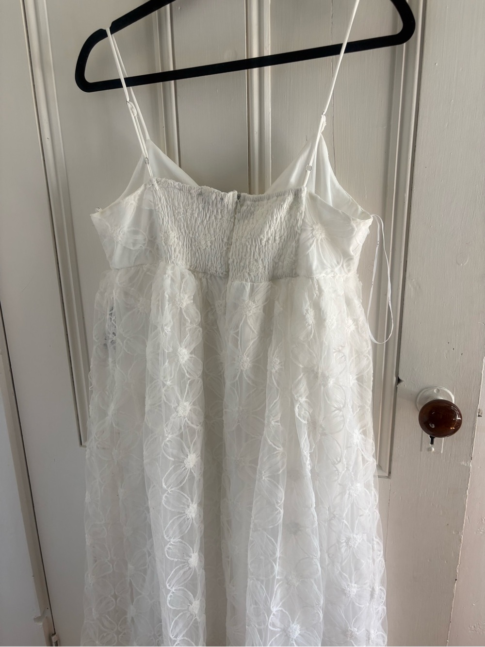 Lulu's White Lace Midi Dress with V-Neckline. Bachelorette, wedding, engagement - Picture 4 of 6